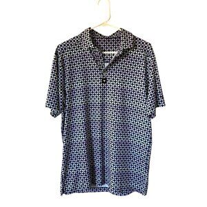 Bad Birdie Mens Polo Shirt Golf Athletic Purple Geometric Print Medium
